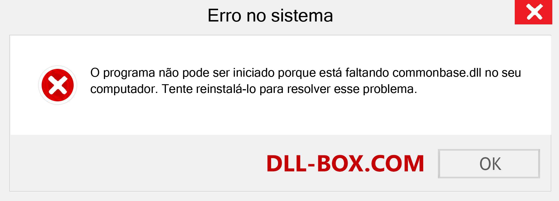 Arquivo commonbase.dll ausente ?. Download para Windows 7, 8, 10 - Correção de erro ausente commonbase dll no Windows, fotos, imagens